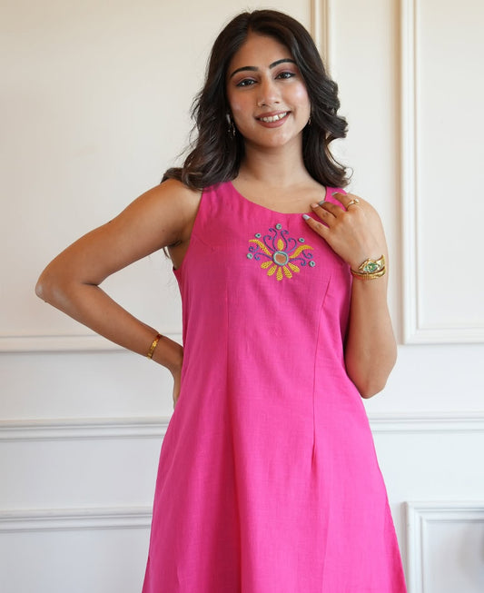 Pink cut sleeves cord set