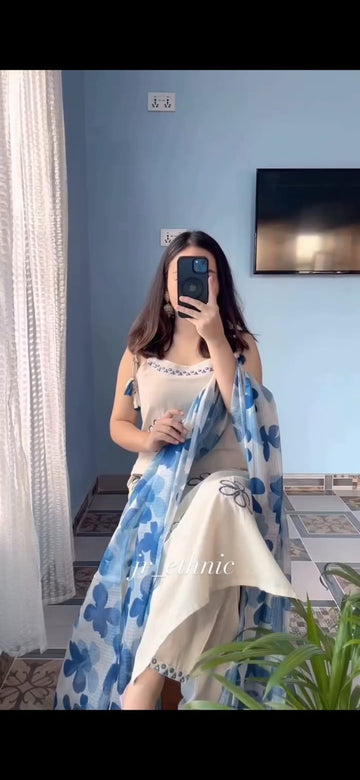 Beautiful flower embroidery design suit