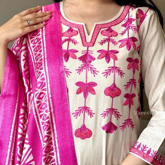 Beautiful pink embroidery