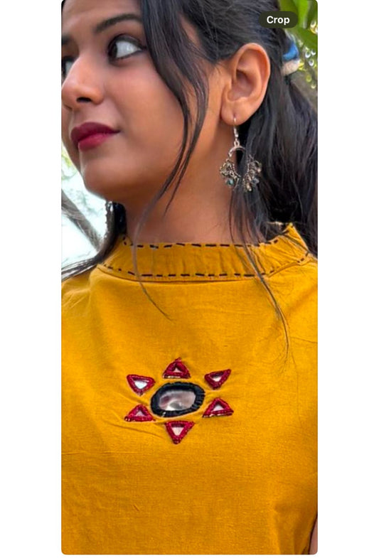 Yellow embroidery cord set