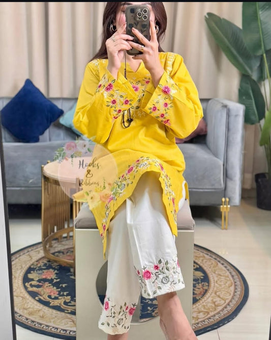 Yellow Embroidered Co-ord Set