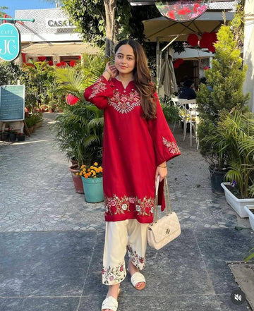 Red Embroidery cord set