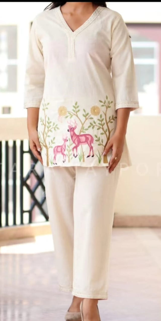 White embroidery cord set