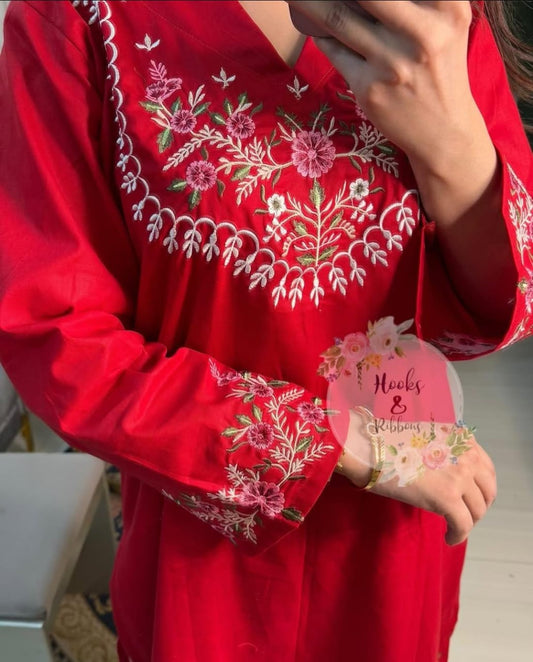 Red Embroidery cord set