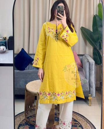 Yellow Embroidered Co-ord Set
