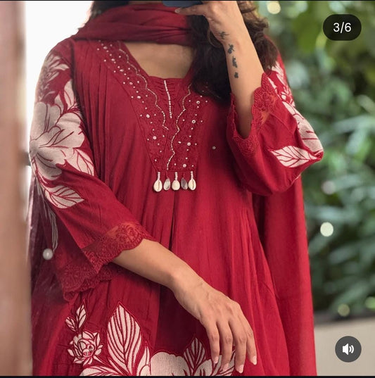Red Embroidery Suit